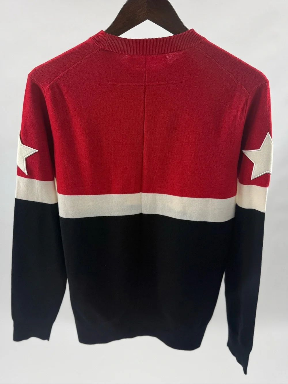 Givenchy Red, Black and Cream Colorblock Crewneck Sweater